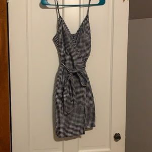 Airie black checkers wrap dress